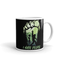 I Hate People (Alien & Bigfoot) White glossy mug