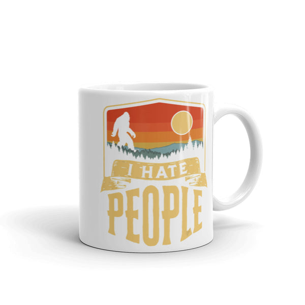 I Hate People (Bigfoot) White glossy mug