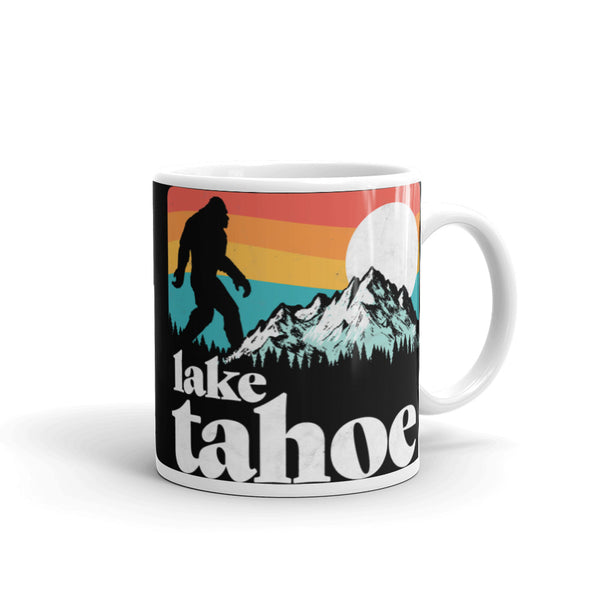 Lake Tahoe Bigfoot White glossy mug