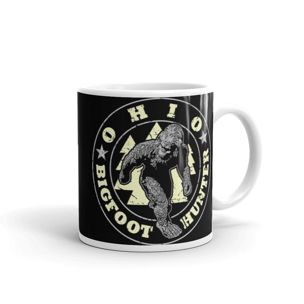 Ohio Bigfoot Hunter White glossy mug