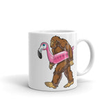 Bigfoot with Floaty White glossy mug