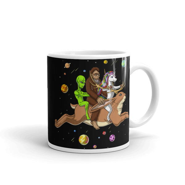 Space Cryptids White glossy mug