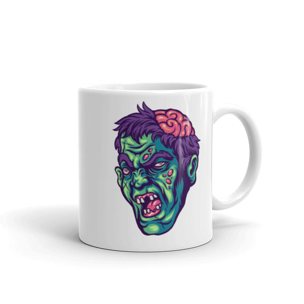 Scary Zombie Head White glossy mug