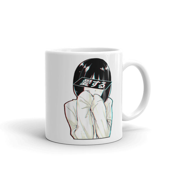 Sad Anime Girl White glossy mug