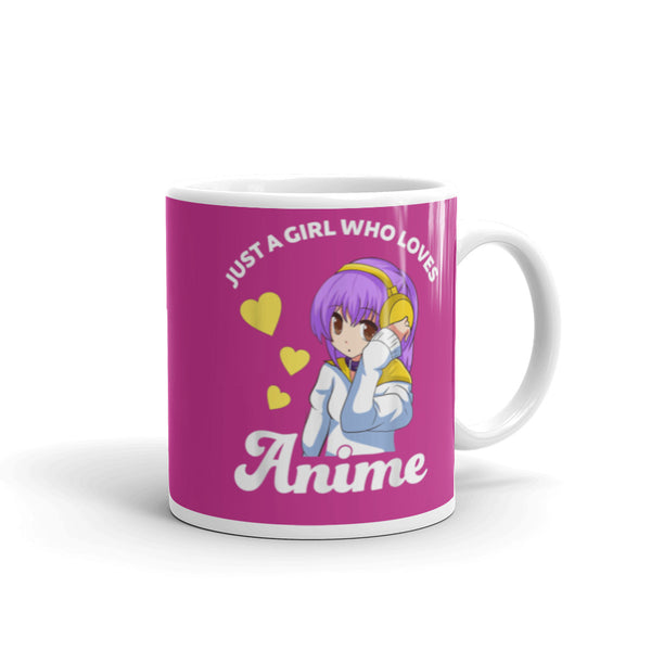 Just a Girl Who Loves Anime White glossy mug