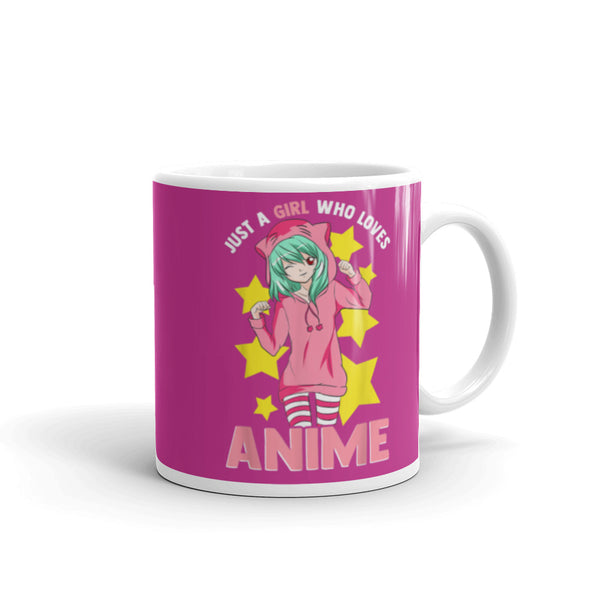 Just a Girl Who Loves Anime 3 White glossy mug