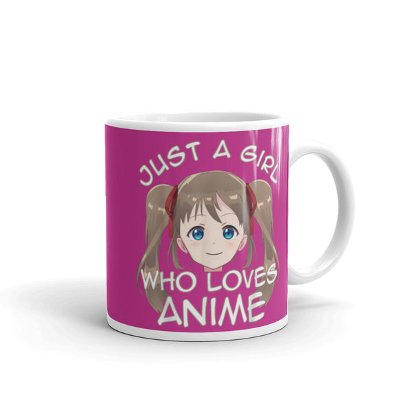 Just a Girl Who Loves Anime 4 White glossy mug