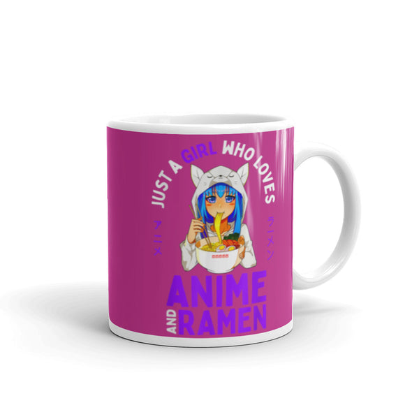 Just a Girl Who Loves Anime & Ramen 2 White glossy mug