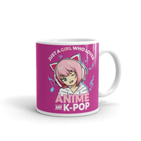 Just a Girl Who Loves Anime & K-pop White glossy mug