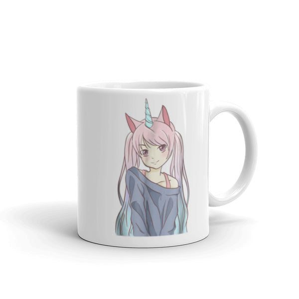 Anime Unicorn White glossy mug