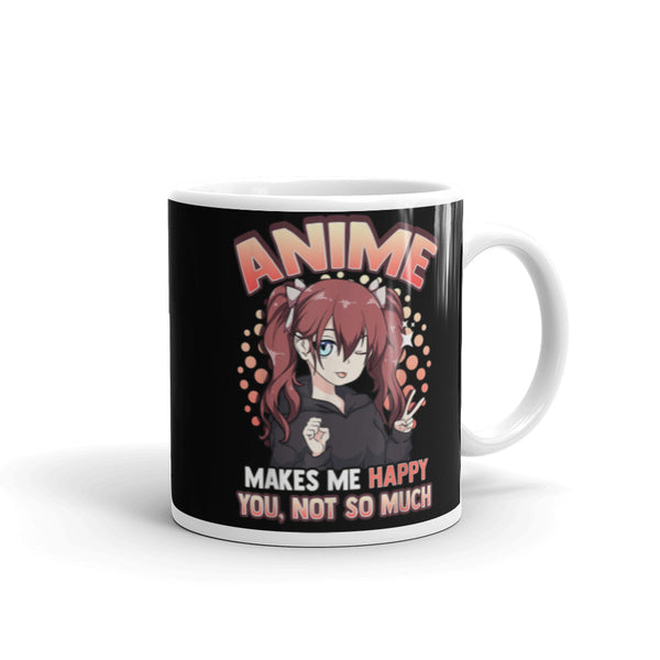 Anime Makes Me Happy White glossy mug