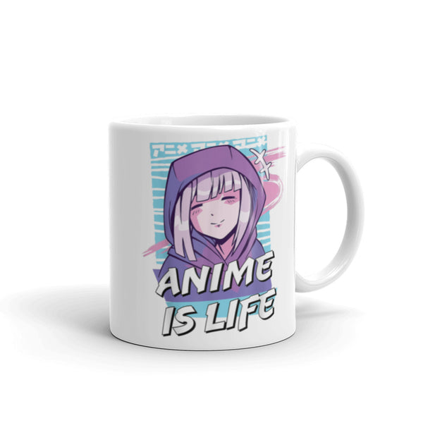 Anime is Life White glossy mug