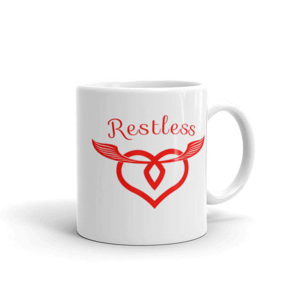 Restless White glossy mug