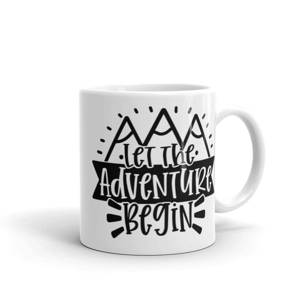 Let the Adventure Begin White glossy mug