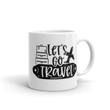 Let's Go Travel White glossy mug