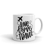 Live Love Travel White glossy mug