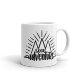 Seek Adventure White glossy mug