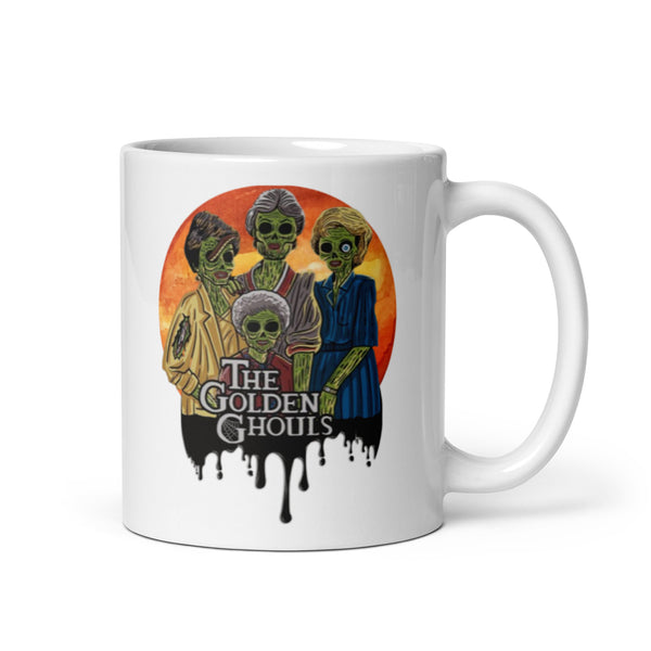 The Golden Ghouls White glossy mug