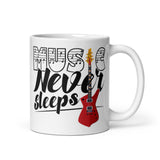 Music Never Sleeps White glossy mug