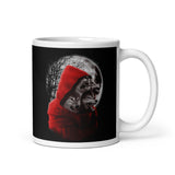 Red Hooded Wolf White glossy mug