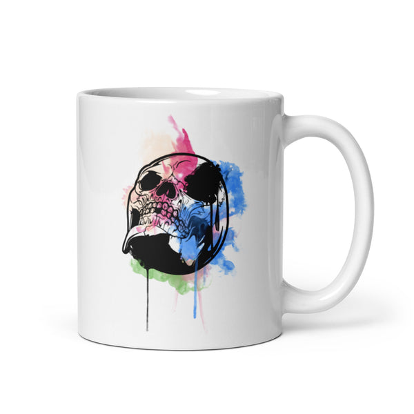 Watercolor Skull 6 White glossy mug