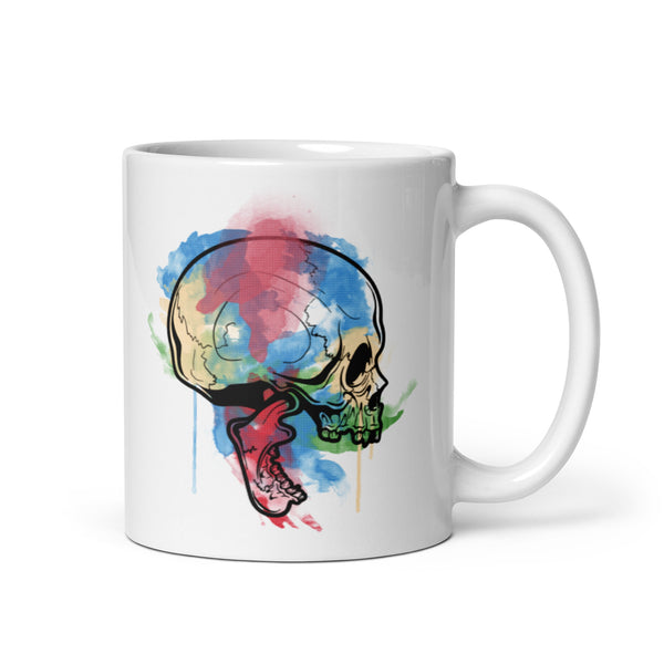 Watercolor Skull 4 White glossy mug