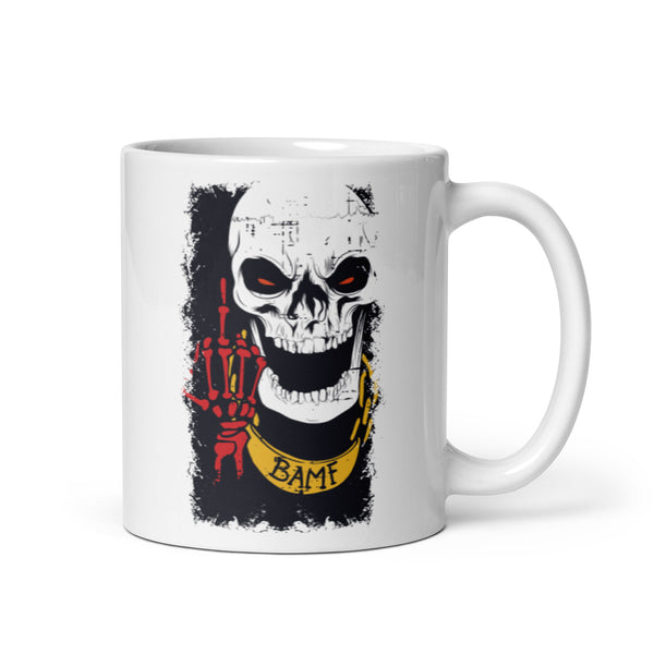 BAMF Skull White glossy mug