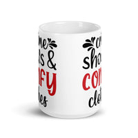 Crime Shows and Comfy Clothes White glossy mug