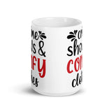 Crime Shows and Comfy Clothes White glossy mug