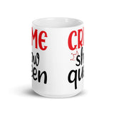 Crime Show Queen White glossy mug