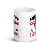 Fueled by Caffeine and Crime Shows White glossy mug