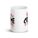 True Crime & Crafting White glossy mug