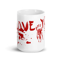 I Love You (Bloody) White glossy mug