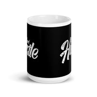 Hustle Hard White glossy mug