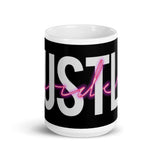 Hustle Harder White glossy mug