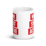 Work Sweat Achieve White glossy mug