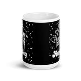 Feel the Fear White glossy mug