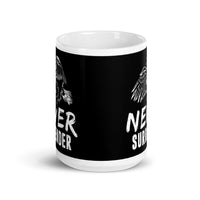 Never Surrender White glossy mug