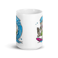 Surf Woof White glossy mug