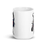 Skull Biker White glossy mug