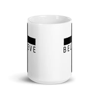 I Believe Cross White glossy mug