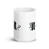 F It White glossy mug