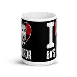 I Heart 80s Horror White glossy mug