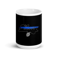 Blue Line Love White glossy mug