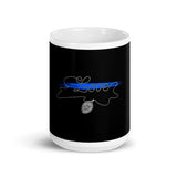 Blue Line Love White glossy mug