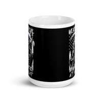 We Keep Evil Awake at Night White glossy mug