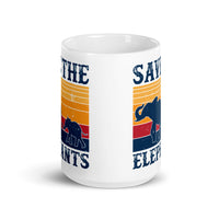 Save the Elephants White glossy mug