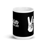 Vegan for Life White glossy mug