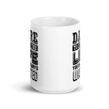 Dare to Live White glossy mug