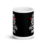 I Love Horror Movies White glossy mug